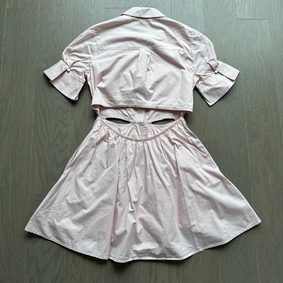 Self-Portrait Pink Cutout Cut Out Mini Dress Lace Appliqué Shirt Dress - US 4 - Picture 3 of 10